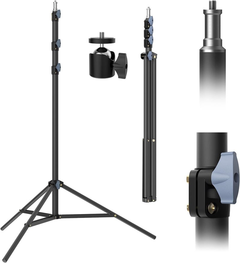 LEORFI Photography Light Stands 118"/10ft/300 cm: Heavy Duty Light Tripod Stand - Aluminum Lighting Stand - Photo Video Tripod Stand - with 1/4" Screw for Studio - Live Streaming Ring Light Reflectors - Image 1